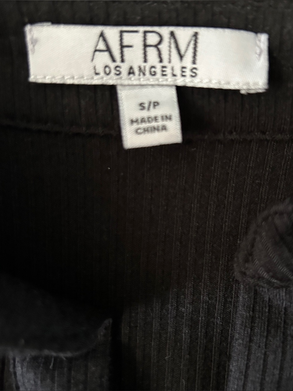 AFRM Black Ribbed Button-Front Crop Polo - Picture 7 of 7